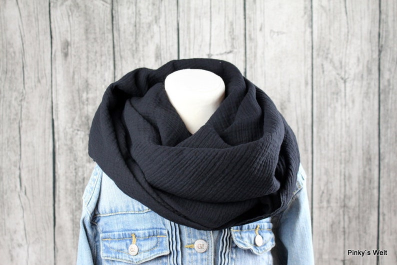 Muslin scarf, triangular scarf, summer scarf, muslin scarf, black image 5