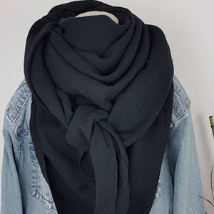 Muslin scarf, triangular scarf, summer scarf, muslin scarf, black image 2