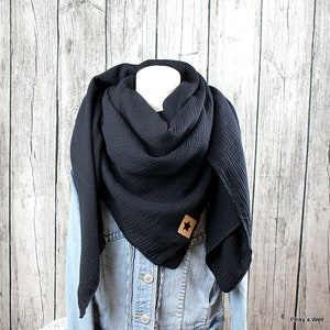 Muslin scarf, triangular scarf, summer scarf, muslin scarf, black image 7