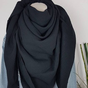 Muslin scarf, triangular scarf, summer scarf, muslin scarf, black image 8