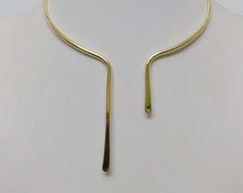 Ras de cou, Or, Minimal Chic, Collier ras de cou, Fait main, Plaqué or 24 carats, Argent sterling 925, Collier ras de cou à manchette ouverte