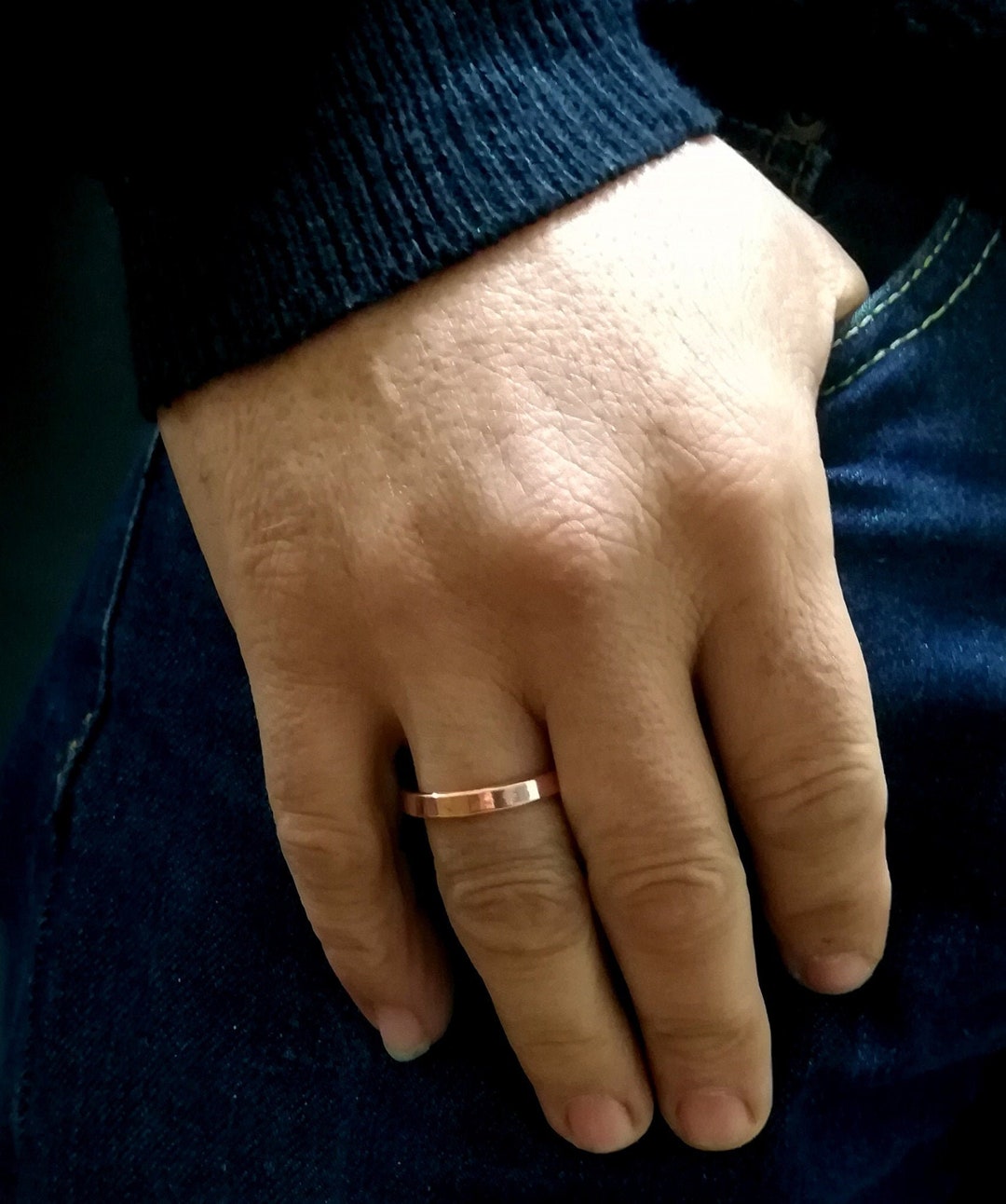 Men's Copper Ring, Rustic ,hammered Copper Ring, Band for Men, Rural