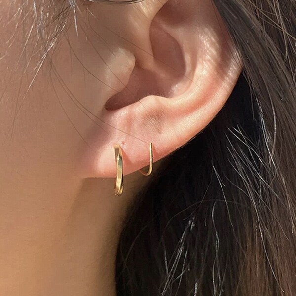 Double piercing earrings hoops Clearance