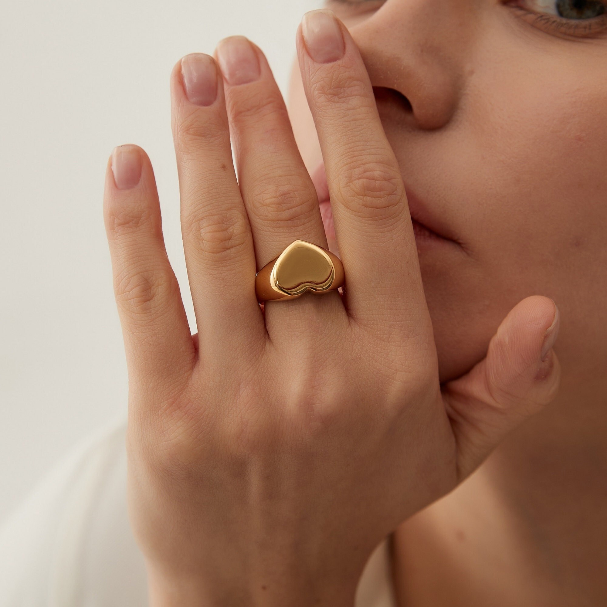 Bague Chevali re Femme C ur Epaisse Plaqu Or Style Minimaliste