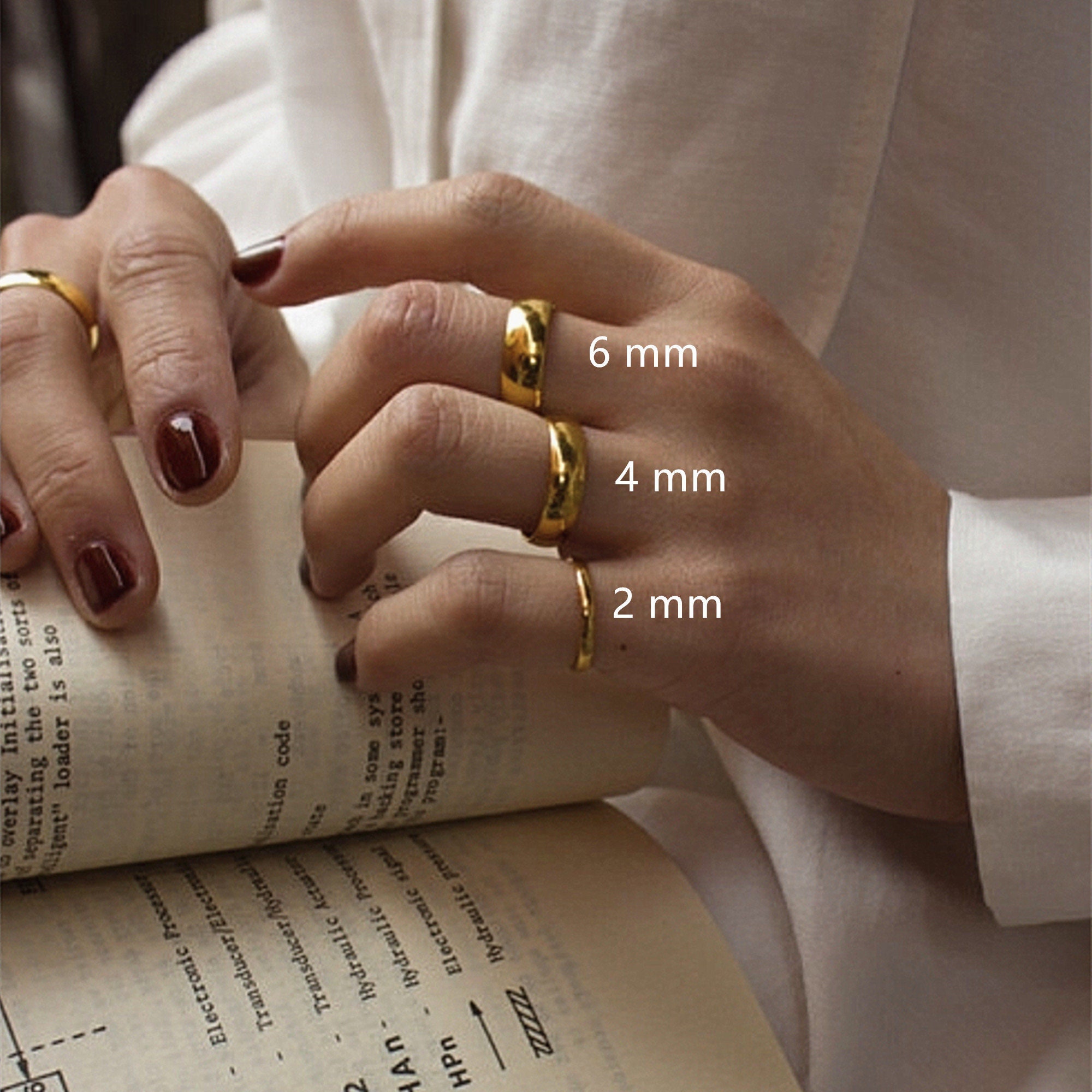 Anillo Tamaños Delgado y Grueso Acero chapado - Etsy España