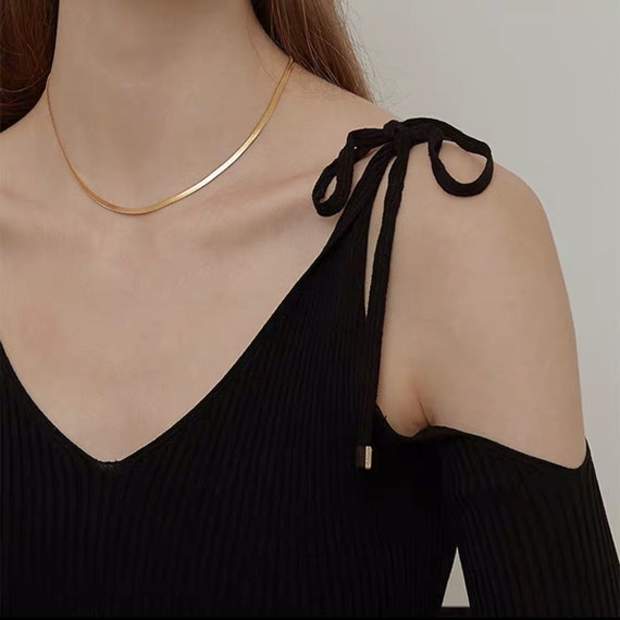 Dainty Gold Thick Snake Choker Gold 