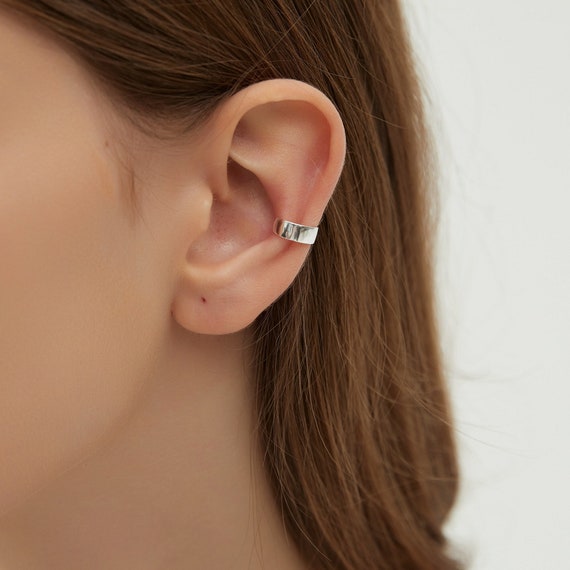 Simple Smooth Gold and Silver Ear Cuff Earrings Tiny Holeless Ear