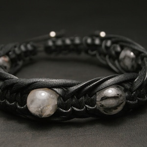 Hairy quartz rock-crystal bracelet Viking bracelet Smokey quartz mens mala bracelet homme Spirit quartz mens bracelet Anxiety bracelet