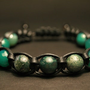 Men's bracelet Women bracelet Shambala with natural stone nephritis, agate