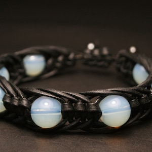 Black moonstone bracelet men June birthstone bracelet with moon stone beads Pierre de lune bracelet homme Mens bracelet Moon phase bracelet