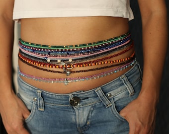 African Waist Beads Set: Beaded Belly Chain with Clasp