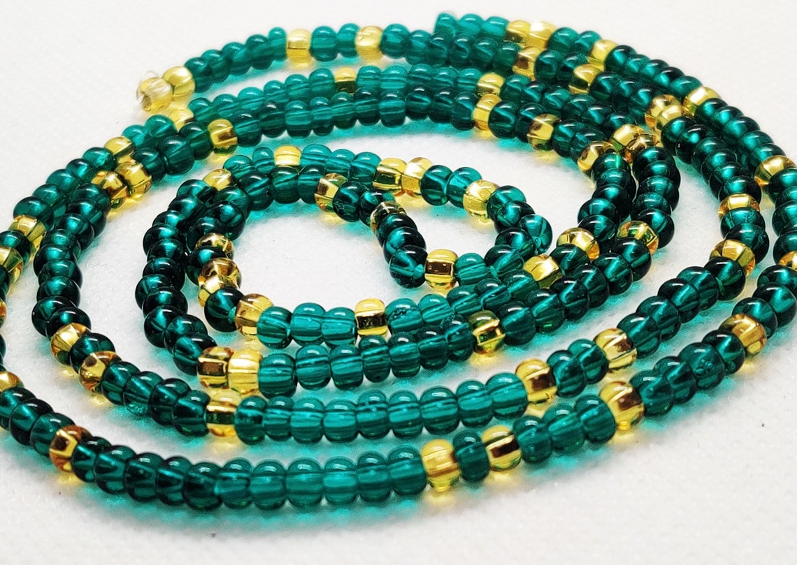 Green African Waist Beads With Claspstomach Beadsghana Waist Etsy