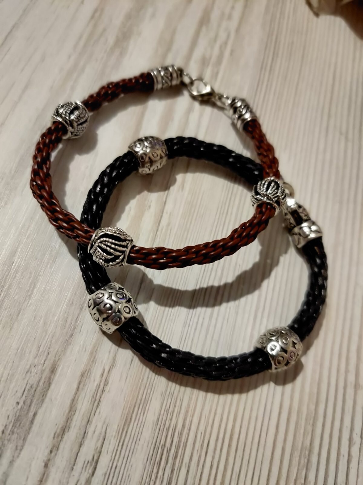 Brown and Black Kumihimo Bracelets Homme Cuir, Leather Mens Mala ...