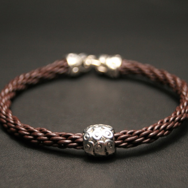 Brown kumihimo bracelet homme cuir, Leather mens mala bracelet cuir homme,  Cute anxiety bracelet viking