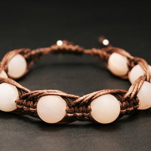 Shambala-armband aventurijn: bruin koord, natuursteenkralen
