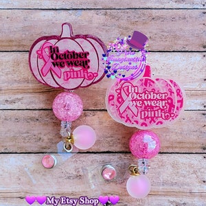 Breast Cancer Awareness Pumpkin Badge Reel/Nurse Badge Reel/lPumpkin Retractable Badge/ RN ID Holder/Nurse Key Card