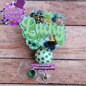 St Patrick&#39;s Day Feeling Lucky Badge Reel/Shamrock Badge Reel/Teacher Badge Reel/Nurse Badge Reel