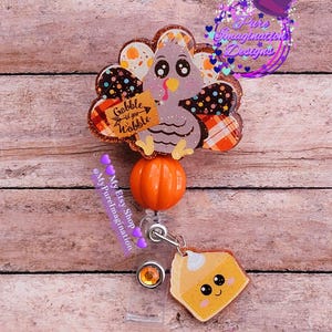 Gobble 'Til You Wobble Thanksgiving badge reel/Turkey badge reel/Fall badge reel/Nurse badge reel/Teacher badge reel/Fall badge holder