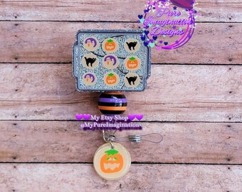 Halloween Cookie Tray Badge Reel/Halloween Badge Reel/Cookie Badge Reel/Nurse Badge Reel/Teacher Badge Reel/Cashier ID Holder