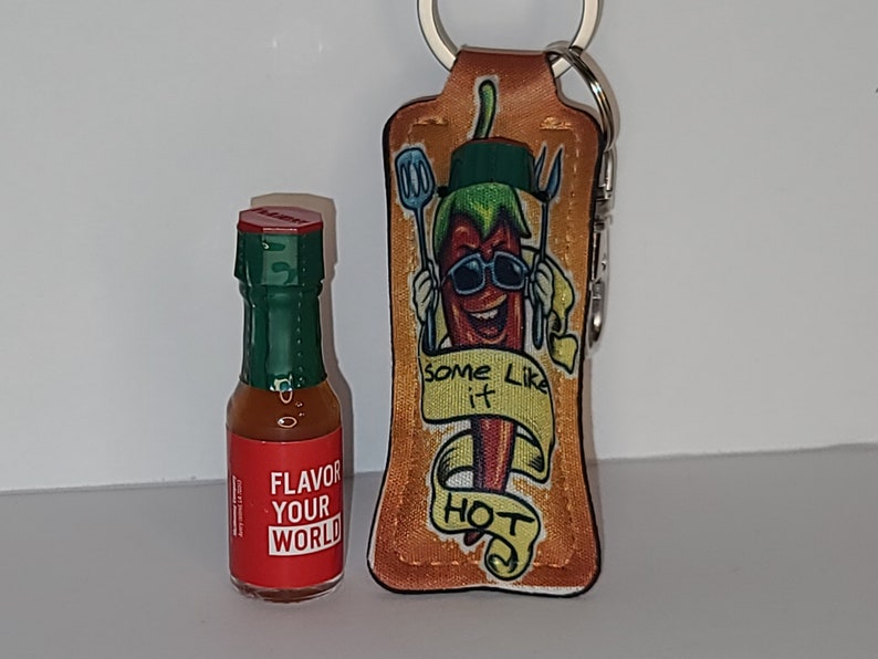 Tiny Pepper Hot Sauce Holder Super Hero Key Chain. Perfect Father's Day