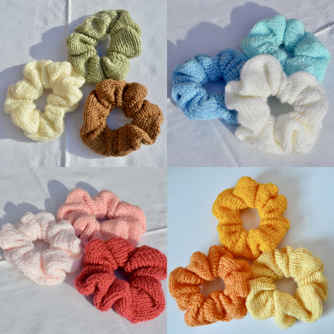 Knitted Hair Scrunchie Sets various Colours Etsy