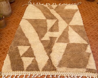 Moroccan Brown rug - Berber Moroccan rug - Abstract rug - White Brown rug- Handmade rug - Beni ourain rug - Boho rug - Contemporary rug