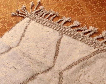 Beni White Rug - Custom Handcrafted Moroccan Berber Rug, Elegant White Solid Rug for Contemporary Interiors, Unique Wedding Gift Idea