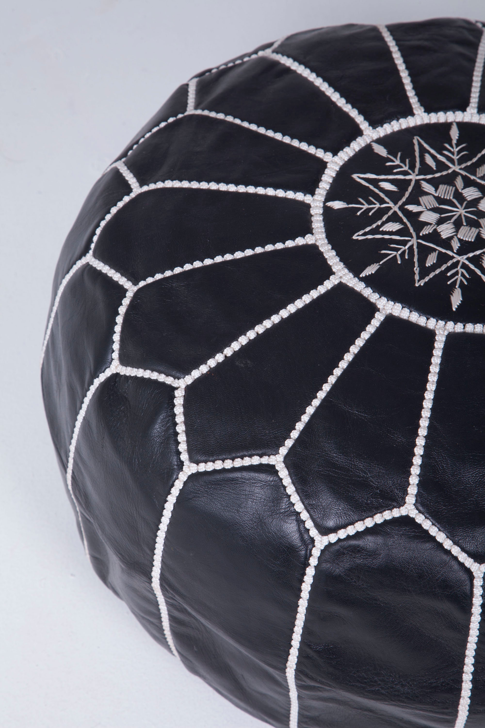 20% OFF Black Round Leather Pouf 14 X 20 Fast - Etsy