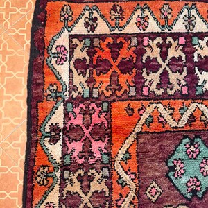 Berber Large rug 7 x 12.4 feet Moroccan area rug Red Boujaad rug Handmade rug Morocco rug Floor rug Wool rug Vintage rug image 6