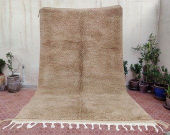 Brown Moroccan rug - Berber Moroccan rug - Moroccan rug - Moroccan rug Solid - Handmade rug - Beni ourain rug - Plain rug - Custom size rug
