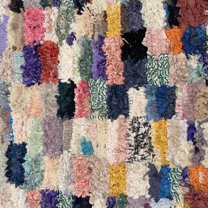 Checkered Boucherouite Rug: 2.9 x 4.4 ft, Hand-Knotted Berber Moroccan Rug