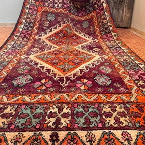 Berber Large rug 7 x 12.4 feet Moroccan area rug Red Boujaad rug Handmade rug Morocco rug Floor rug Wool rug Vintage rug image 2
