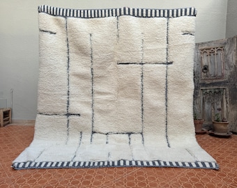 Hand Knotted White Beni Ourain Rug – Custom Moroccan Wool Rug