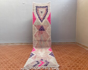 Moroccan Wool Runner Rug: Tribal Design, 2.5 x 10.5 ft