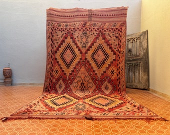 Berber boho rug - 6.5 x 11.3 feet Red Moroccan rug - Vintage boujaad rug - Moroccan style rug - Morocco rug - Floor rug - Wool rug