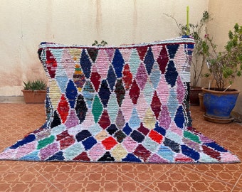 Old vintage Moroccan rug - 5 x5.5 feet rug - Bouchrouite rug - Kitchen rug - Multicolored rug - Area rug -  Moroccan rug - Eco friendly rug
