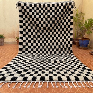 Moroccan rug Checkered - Black and white checkered rug - Checkerboard rug - Beni ourain rug - Wool Checkered rug - Moroccan rug Checkered