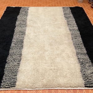 Handgefertigter Berber Teppich - Beni Ourain Teppich - Berber Teppich - Marokkanischer Teppich - Wohnzimmer Teppich - Marokkanischer handgeknüpfter Teppich - Marokkanischer Teppich