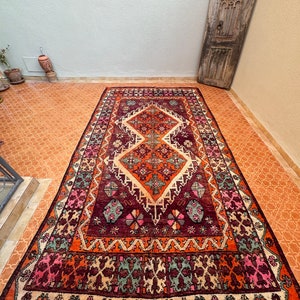 Berber Large rug 7 x 12.4 feet Moroccan area rug Red Boujaad rug Handmade rug Morocco rug Floor rug Wool rug Vintage rug image 3