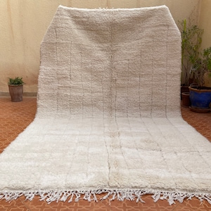 Tappeto marocchino semplice - tappeto solido Beniourain - tappeto berbero - tappeto Large Area - tappeto in lana Shaggy - tappeto marocchino bianco - tappeto fatto a mano - tappeto personalizzato