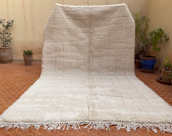 Moroccan Plain rug - Beniourain solid rug - Berber rug - Large Area rug - Shaggy wool rug - White Moroccan rug - Handmade rug - Custom rug