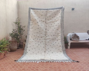 Handgeknüpfter Wollteppich - Schwarzer und weißer Teppich - Marokkanischer Teppich - Marokkanischer Teppich - Berberteppich - Abstrakter Teppich