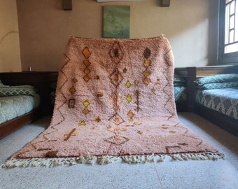 Marokkaans Berber Roze tapijt - Alle wollen tapijt - Marokkaans tapijt - Wollen tapijt - Marokkaans tapijt - Handgemaakt tapijt - Eigentijds tapijt - Roze Marokkaans tapijt