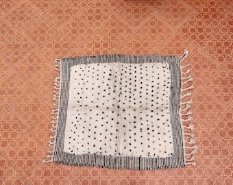 Handmade Moroccan Berber Wool Rug: Black Polka Dot Tribal Design