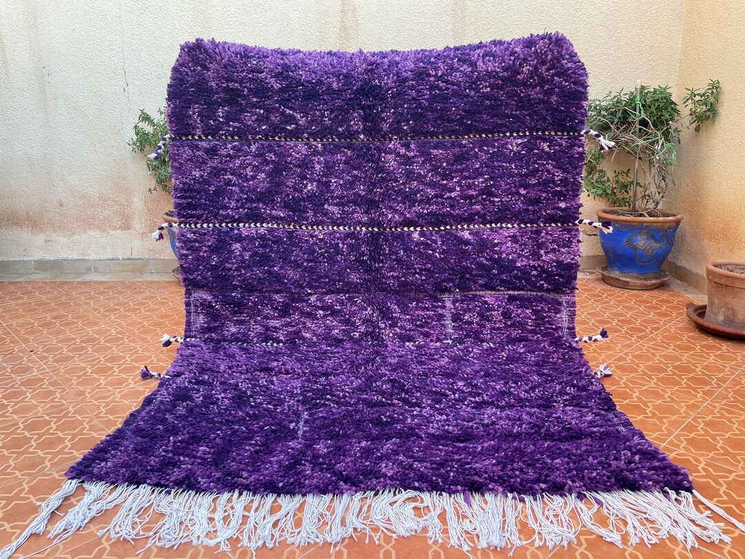 Contemporary Purple Moroccan Rug - 4.7 X 6 Ft Beniourain Berber Tribal ...