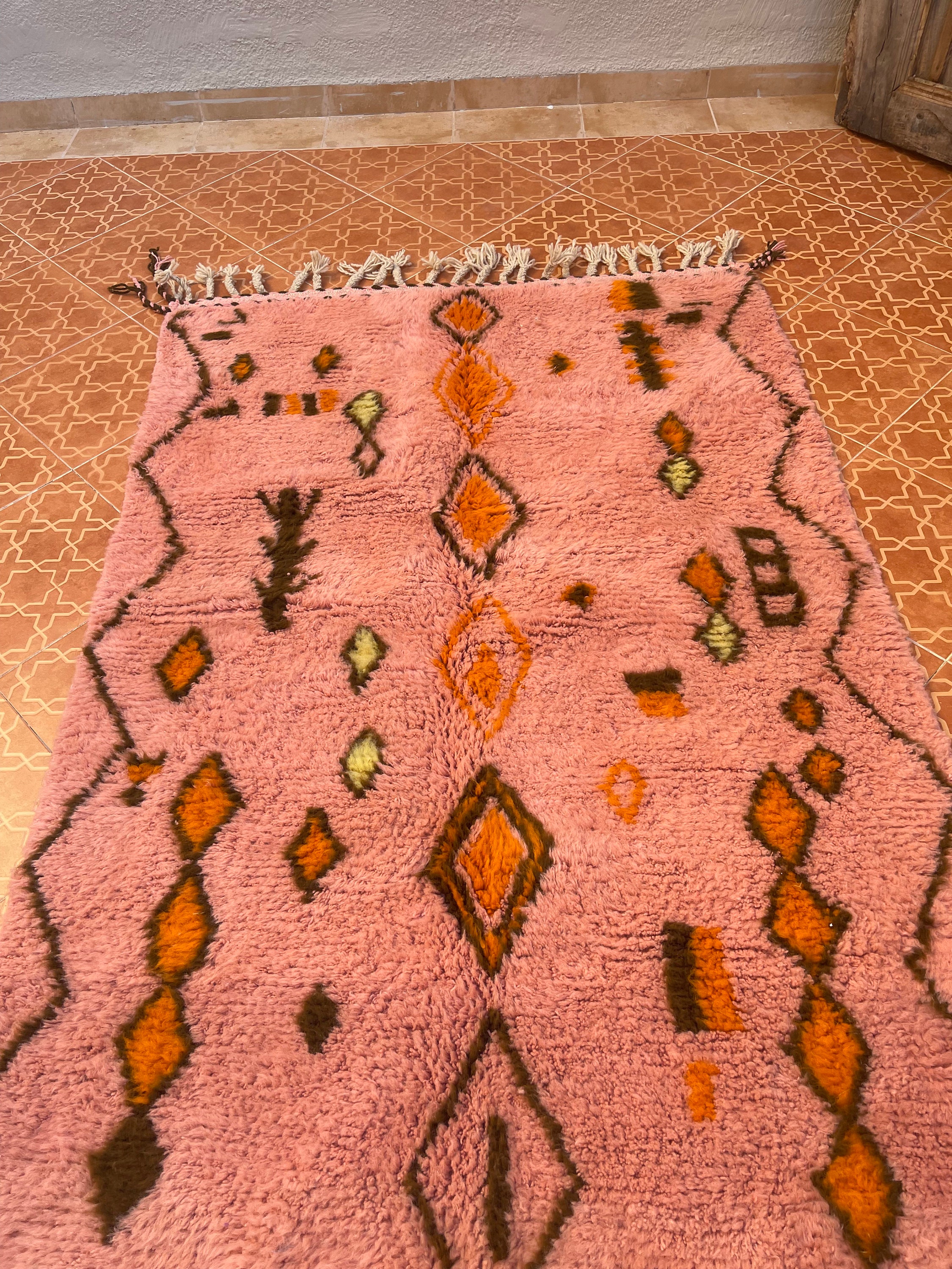 Moroccan Pink Rug Flat Woven Kilim Custom Rug Moroccan Area Rug Wool