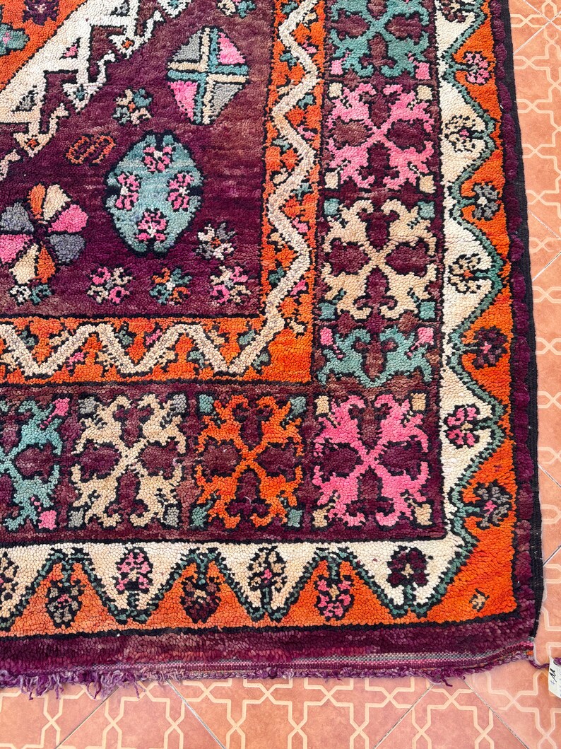 Berber Large rug 7 x 12.4 feet Moroccan area rug Red Boujaad rug Handmade rug Morocco rug Floor rug Wool rug Vintage rug image 7