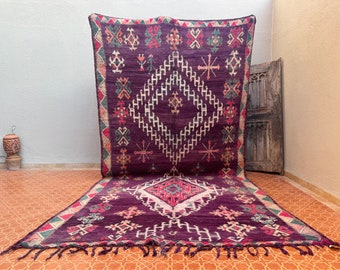 Large Purple rug - 6.6 x 13.2 feet Boujaad rug - Moroccan Purple rug - Long Morocco rug - Moroccan area rug - Vintage rug - Berber rug