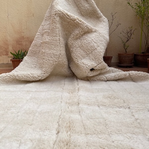 Contemporary Moroccan rug - Ben iourain white rug - Berber wool rug - Large Area rug - Berber Moroccan rug - Minimalist rug - Custom rug