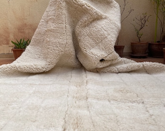 Contemporary Moroccan rug - Ben iourain white rug - Berber wool rug - Large Area rug - Berber Moroccan rug - Minimalist rug - Custom rug